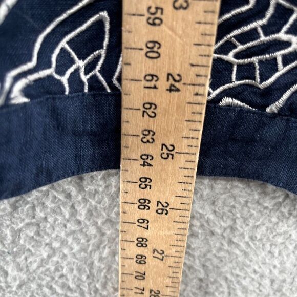 Victor Costa Occasion embroidered Jacket linen paisley Navy Blue White Sz 1X - Picture 12 of 13